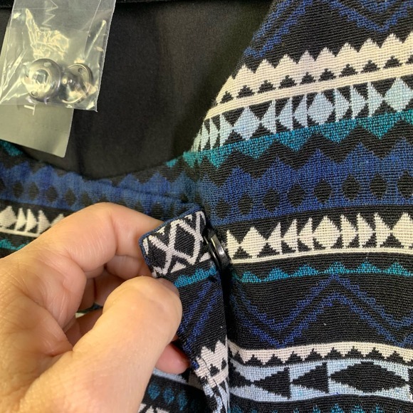 LANE BRYANT Black & Teal Geometric Aztec Stripe Long Sleeve Blazer Jacket-NWT‎ - Picture 9 of 16